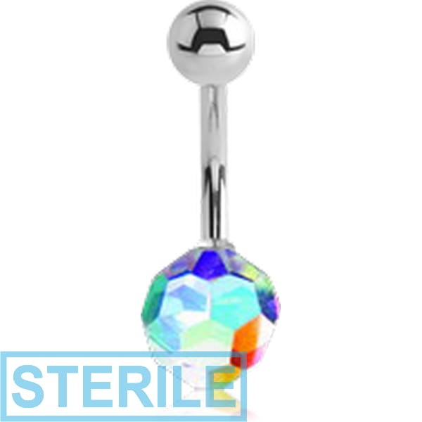 STERILE STERLING SILVER 925 JEWELLED PREMIUM CRYSTAL NAVEL BANANA