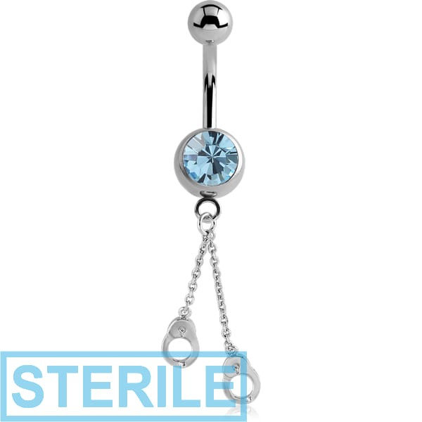 STERILE STERLING SILVER 925 JEWELLED NAVEL BANANA