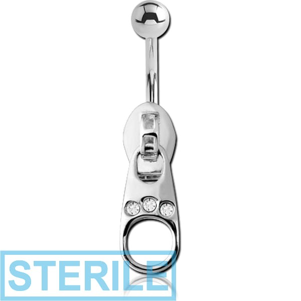 STERILE STERLING SILVER 925 JEWELLED NAVEL BANANA