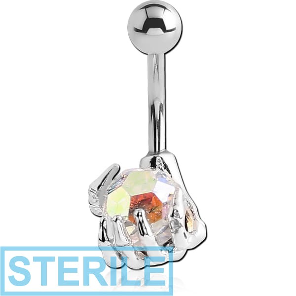 STERILE STERLING SILVER 925 JEWELLED PREMIUM CRYSTAL NAVEL BANANA