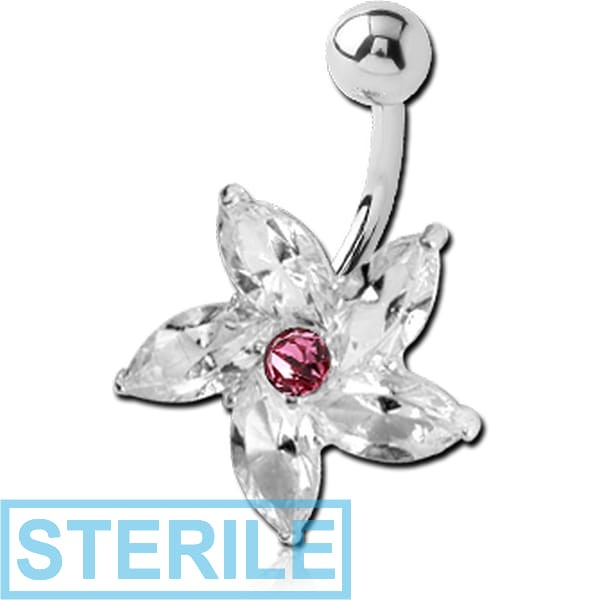 STERILE STERLING SILVER 925 JEWELLED NAVEL BANANA