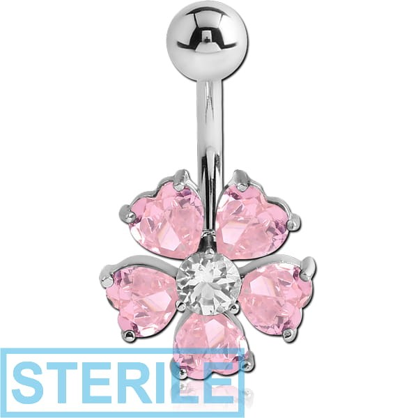 STERILE STERLING SILVER 925 JEWELLED NAVEL BANANA