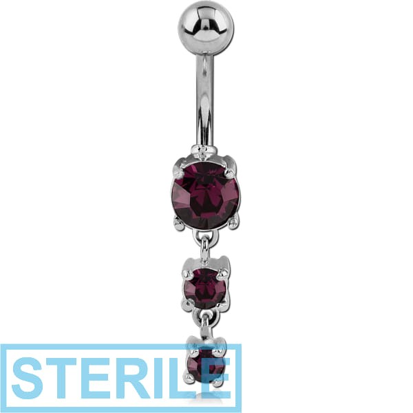 STERILE STERLING SILVER 925 JEWELLED NAVEL BANANA