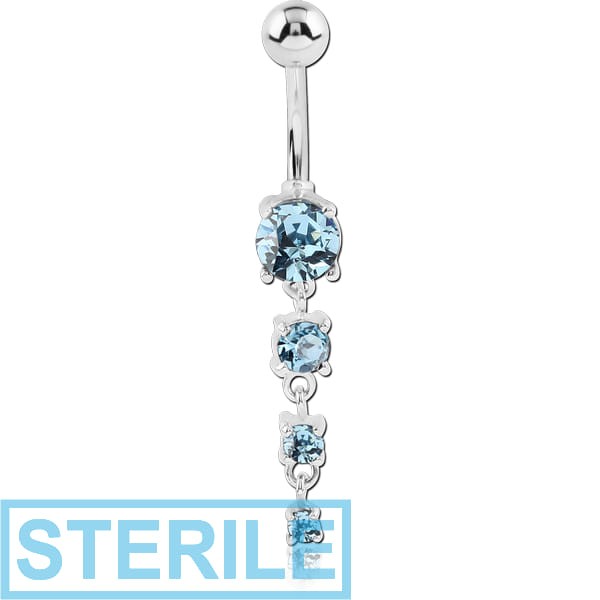 STERILE STERLING SILVER 925 JEWELLED NAVEL BANANA