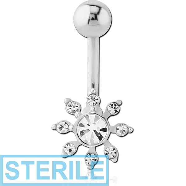 STERILE STERLING SILVER 925 JEWELLED NAVEL BANANA