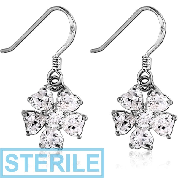 STERILE STERLING SILVER 925 JEWELLED EARRINGS PAIR