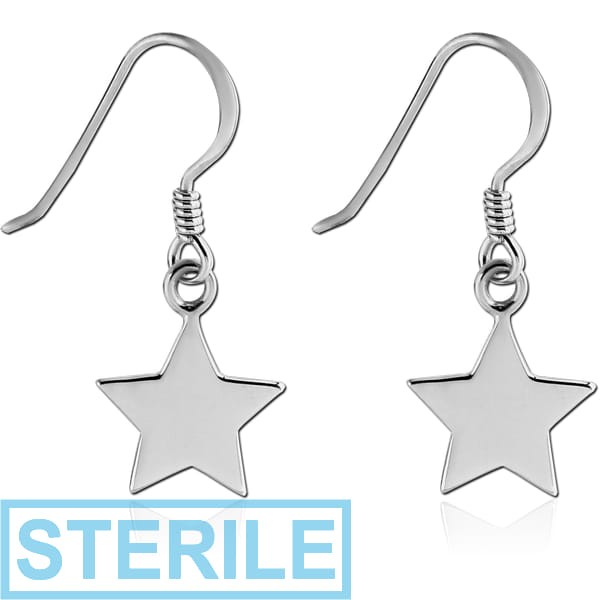 STERILE STERLING SILVER 925 EARRINGS PAIR - STAR