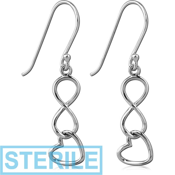 STERILE STERLING SILVER 925 EARRINGS PAIR - INFINITY AND HEART
