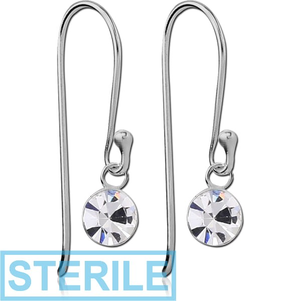 STERILE STERLING SILVER 925 JEWELLED EARRINGS PAIR - ROUND