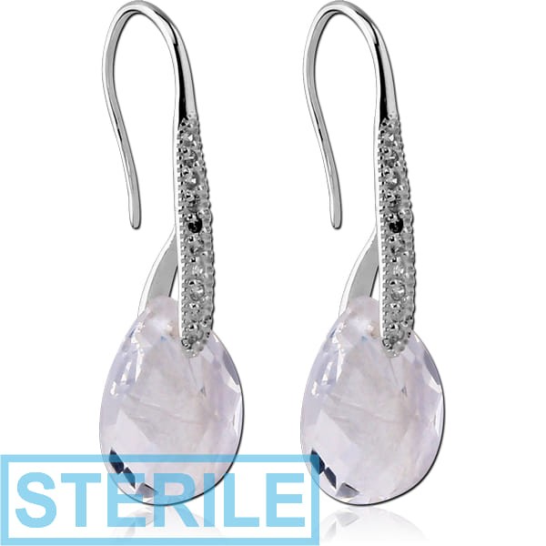 STERILE STERLING SILVER 925 JEWELLED EARRINGS PAIR