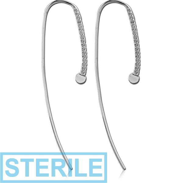 STERILE STERLING SILVER 925 JEWELLED EARRINGS PAIR WITH BALL