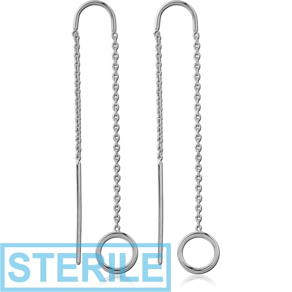 STERILE STERLING SILVER 925 CHAIN EARRINGS PAIR - HOOP