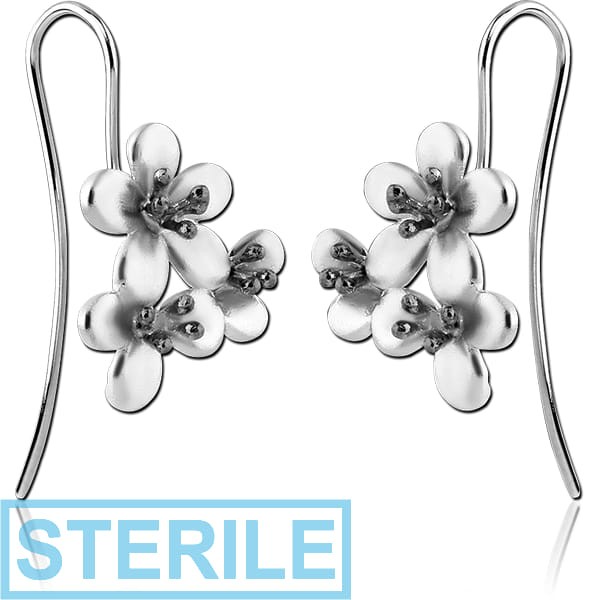 STERILE STERLING SILVER 925 EARRINGS PAIR - FLOWERS