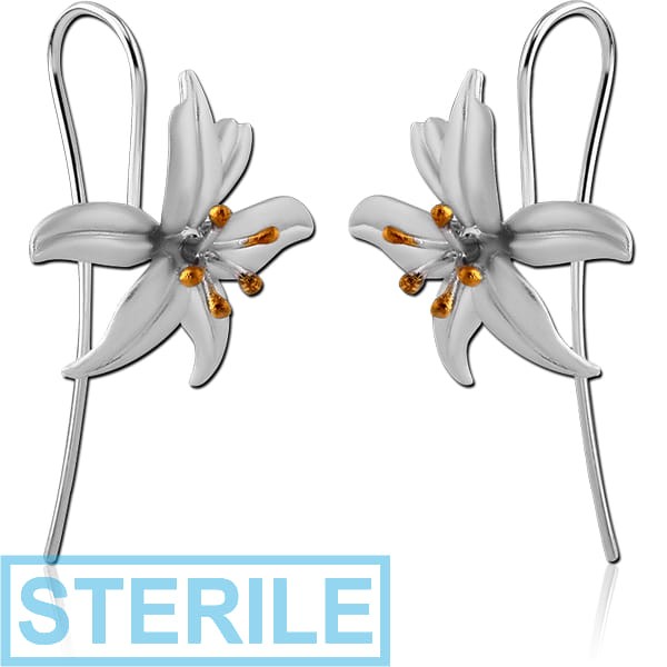 STERILE STERLING SILVER 925 TWO TONE EARRINGS PAIR - FLOWER