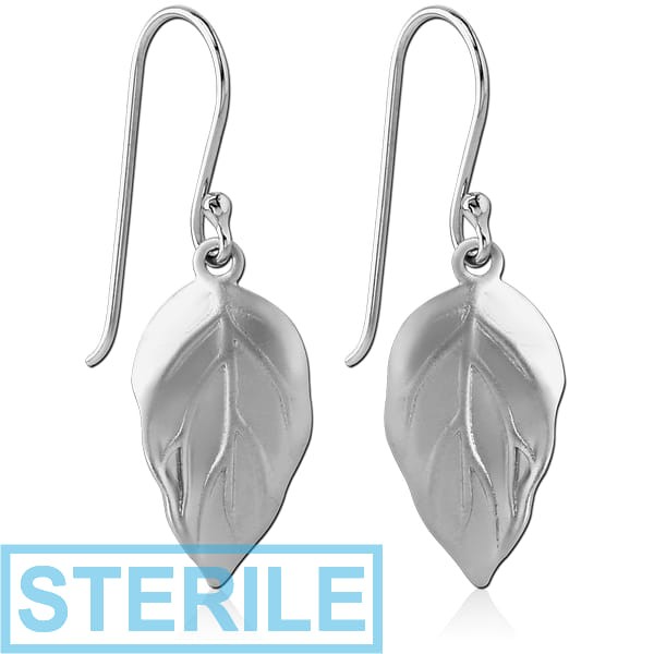 STERILE STERLING SILVER 925 EARRINGS PAIR - LEAF