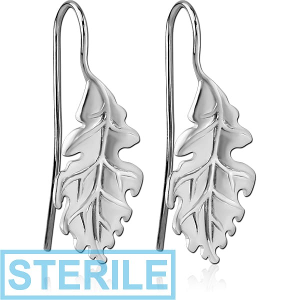 STERILE STERLING SILVER 925 EARRINGS PAIR - LEAF