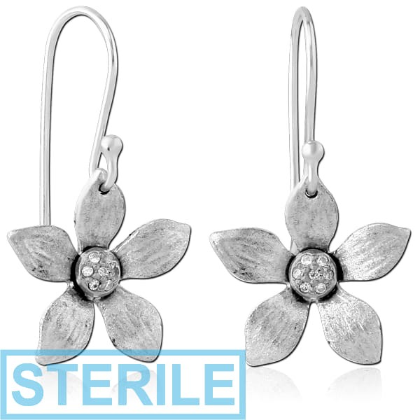 STERILE STERLING SILVER 925JEWELLED EARRINGS PAIR - FLOWER