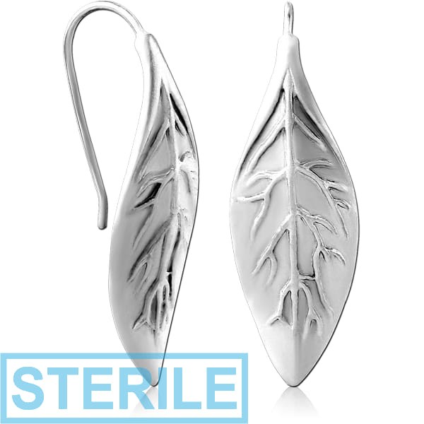 STERILE STERLING SILVER 925 EARRINGS PAIR - LEAF