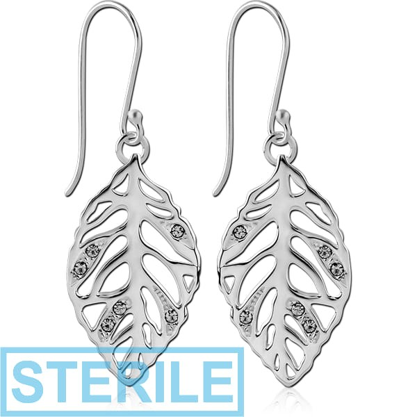 STERILE STERLING SILVER 925 EARRINGS PAIR - LEAF