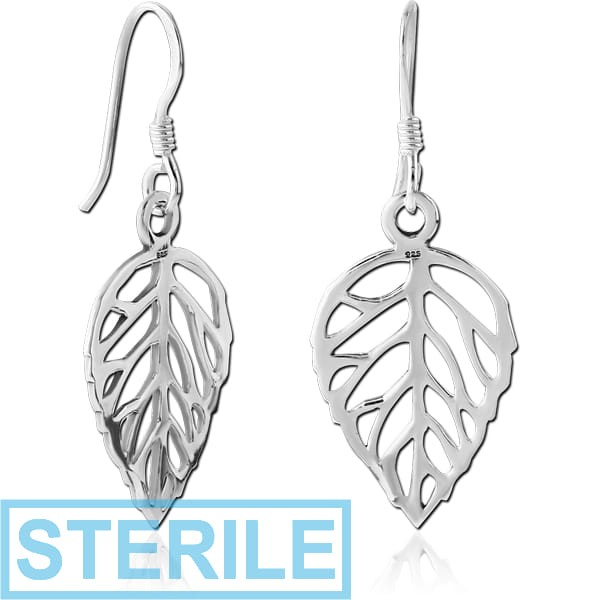 STERILE STERLING SILVER 925 EARRINGS PAIR - LEAF