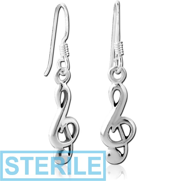 STERILE STERLING SILVER 925 EARRINGS PAIR - MUSIC NOTE
