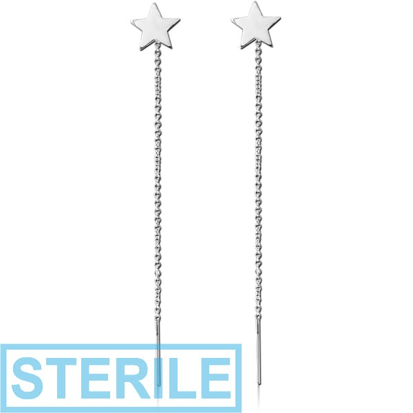 STERILE STERLING SILVER 925 CHAIN EARRINGS PAIR - STAR