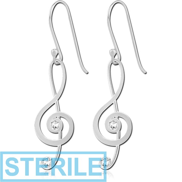 STERILE STERLING SILVER 925 JEWELLED EARRINGS PAIR