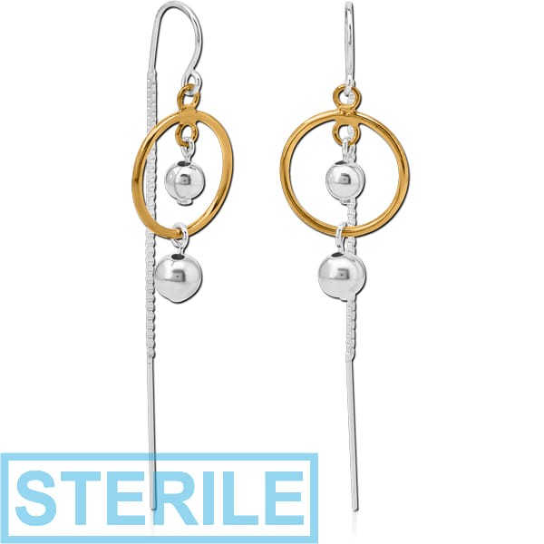 STERILE STERLING SILVER 925 TWO TONE EARRINGS PAIR