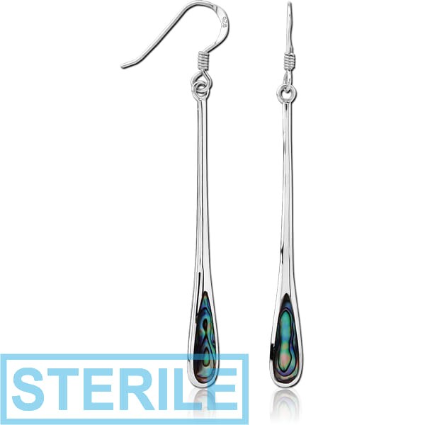 STERILE STERLING SILVER 925 EARRINGS PAIR ABALONE