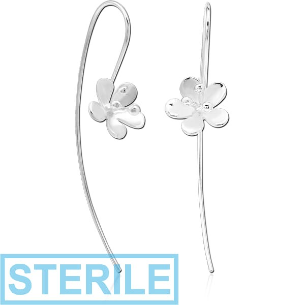 STERILE STERLING SILVER 925 MATT FINISH EARRINGS PAIR - FLOWER