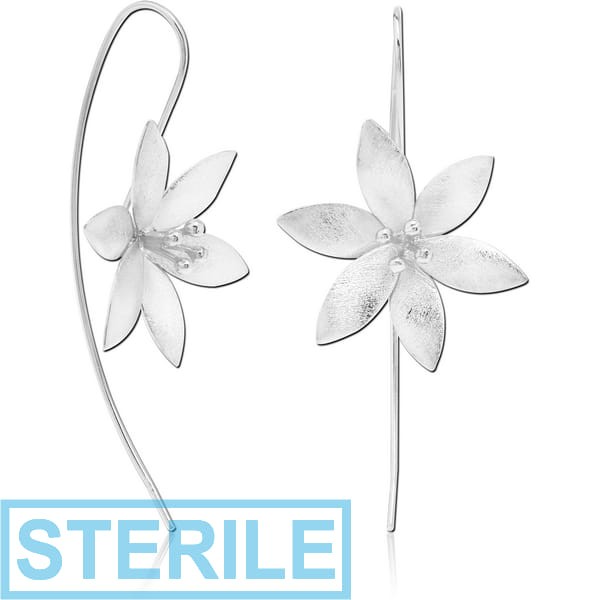 STERILE STERLING SILVER 925 MATT FINISH EARRINGS PAIR - FLOWER