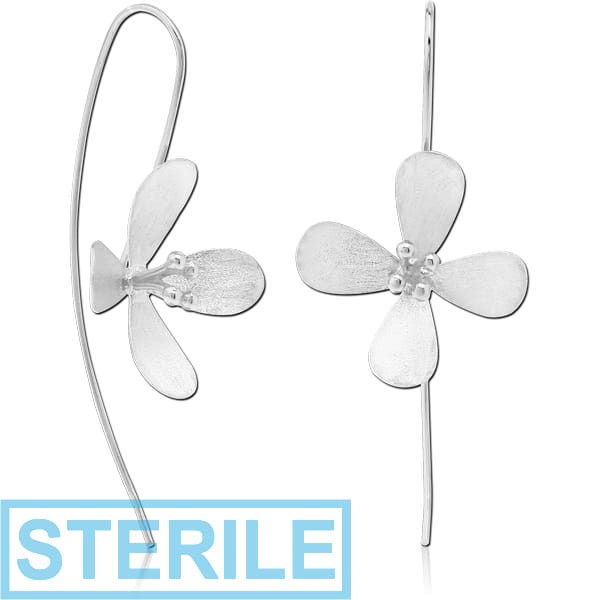 STERILE STERLING SILVER 925 MATT FINISH EARRINGS PAIR - FLOWER