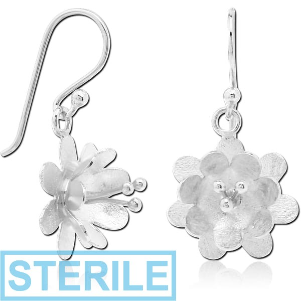 STERILE STERLING SILVER 925 MATT FINISH EARRINGS PAIR - FLOWER
