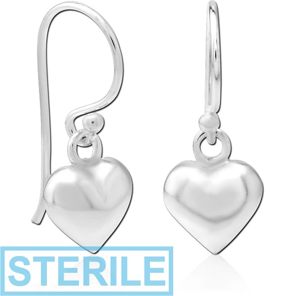 STERILE STERLING SILVER 925 EARRINGS PAIR - HEART