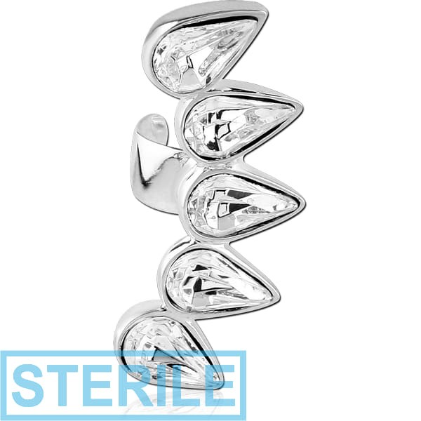 STERILE STERLING SILVER 925 JEWELLED EAR CUFF