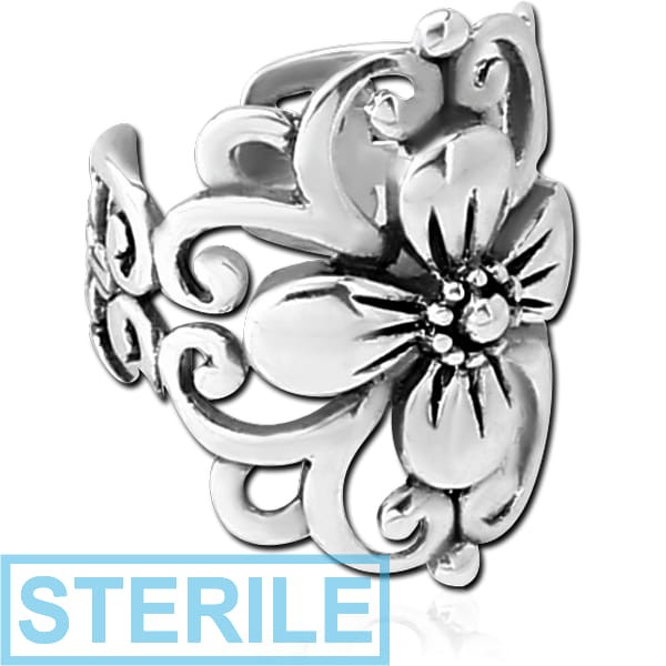 STERILE STERLING SILVER 925 EAR CUFF - FLOWERS