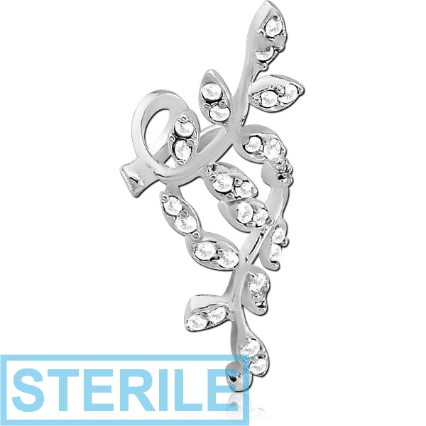 STERILE STERLING SILVER 925 JEWELLED EAR CUFF - LEAFS