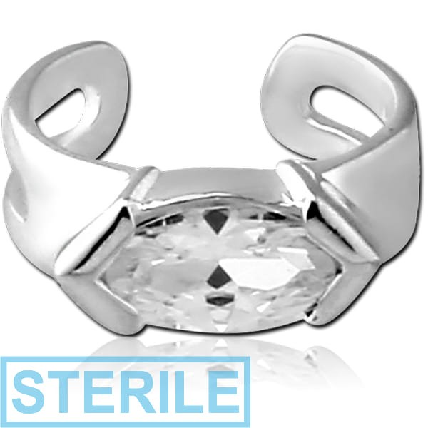 STERILE STERLING SILVER 925 JEWELLED EAR CUFF - RHOMBUS