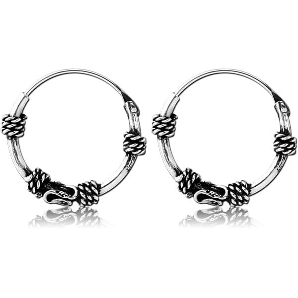 STERILE STERLING SILVER 925 HOOP EARRINGS - BALI DESIGN