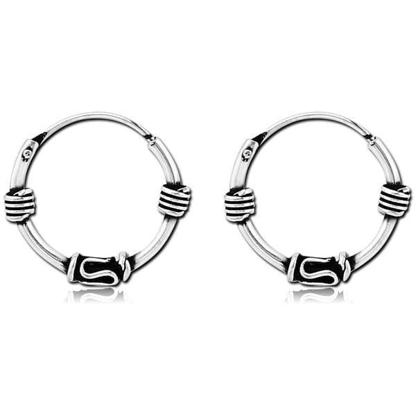 STERILE STERLING SILVER 925 HOOP EARRINGS - BALI DESIGN