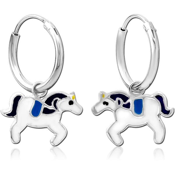 STERILE STERLING SILVER 925 HOOP EARRING - UNICORN