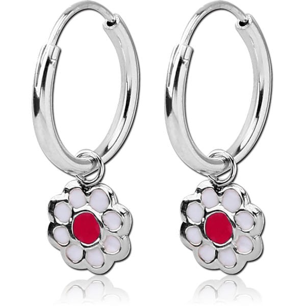 STERILE STERLING SILVER 925 HOOP EARRING - FLOWER