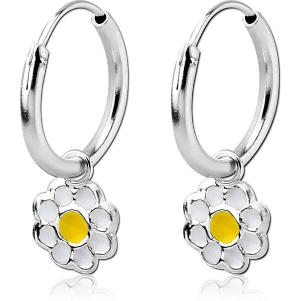 STERILE STERLING SILVER 925 HOOP EARRING - FLOWER