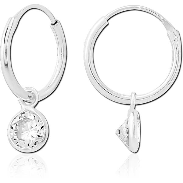 STERILE STERLING SILVER 925 JEWELLED HOOP EARRINGS