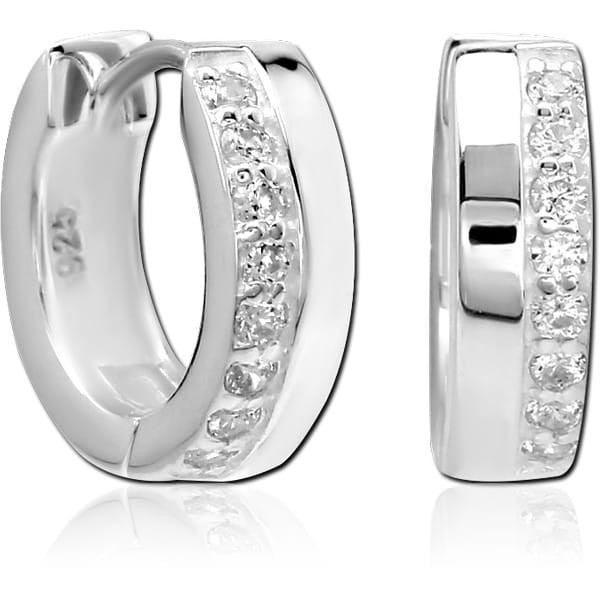 STERILE STERLING SILVER 925 JEWELLED HOOP EARRINGS