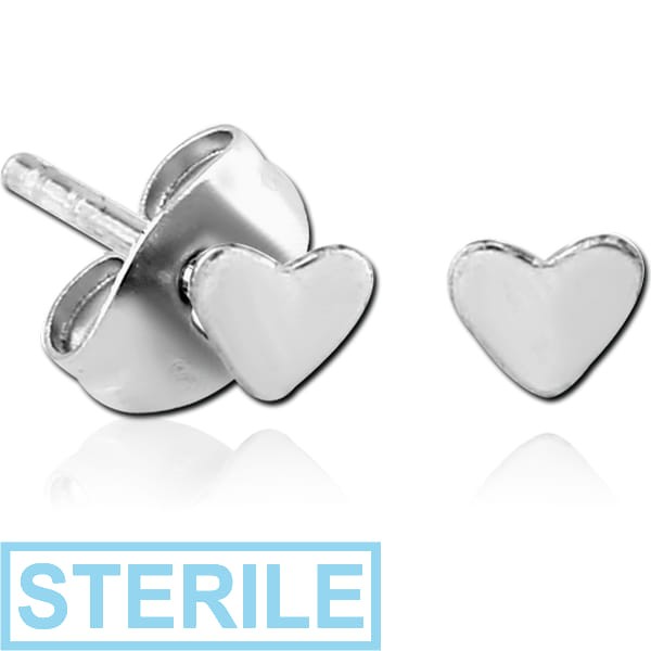 STERILE STERLING SILVER 925 EAR STUDS PAIR - HEART