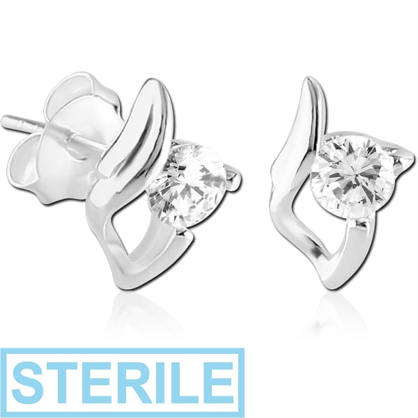 STERILE STERLING SILVER 925 JEWELLED EAR STUDS PAIR