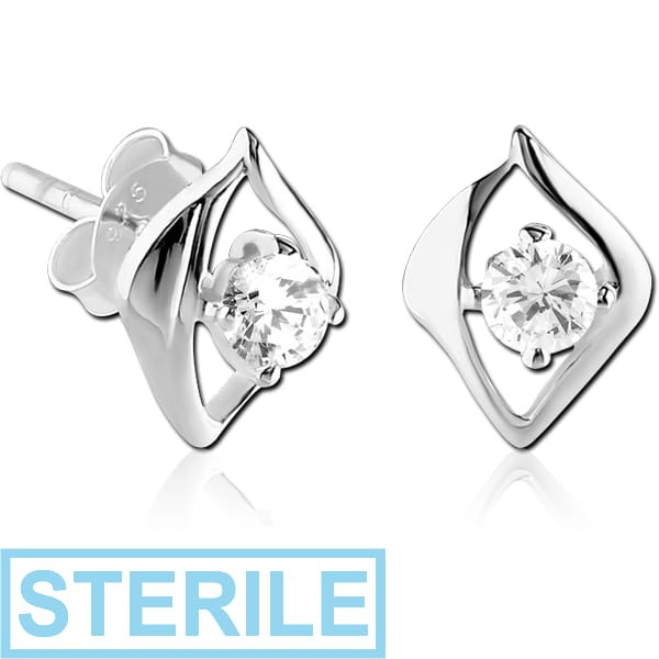 STERILE STERLING SILVER 925 JEWELLED EAR STUDS PAIR