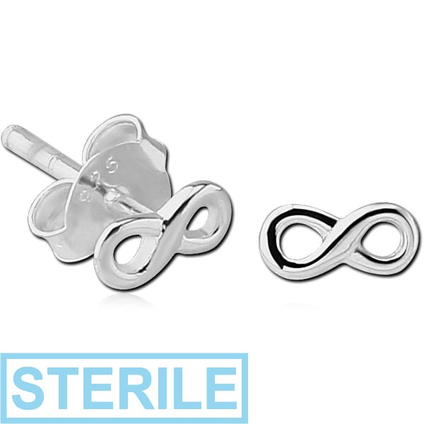 STERILE STERLING SILVER 925 EAR STUDS PAIR - INFINITY
