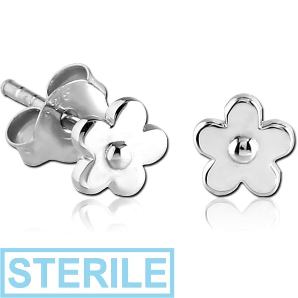 STERILE STERLING SILVER 925 EAR STUDS PAIR - FLOWER